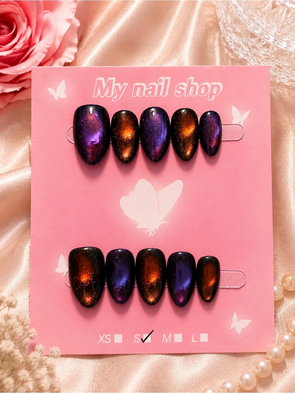 🌌 Galaxy Cat Eye Press-On Nails